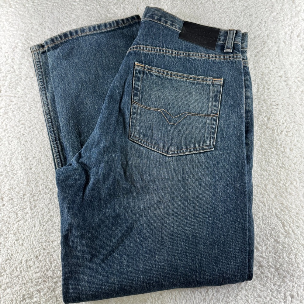Harley-Davidson Mens Traditional Fit Black Denim Jeans 36x30 Clean Straight